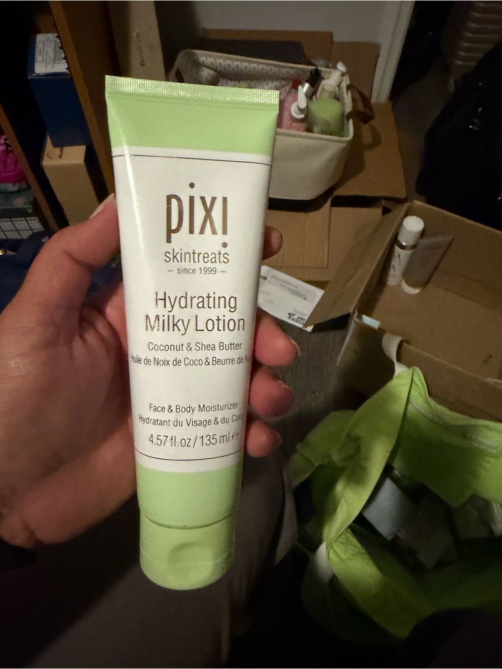 Pixi Hydrating Milky Lotion — Light Green & White Tube